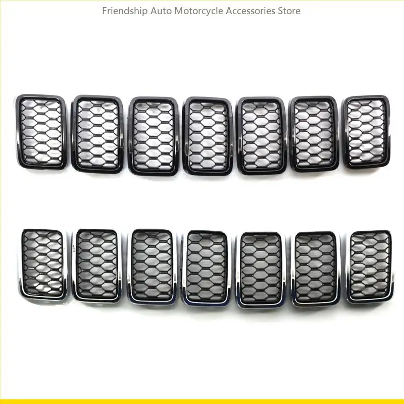 

SZCH Auto Front Grille Cover Inserts Mesh Ring Honeycombs Protective for JeepGrand-Cherokee 17-21 68317863AA 7pcs