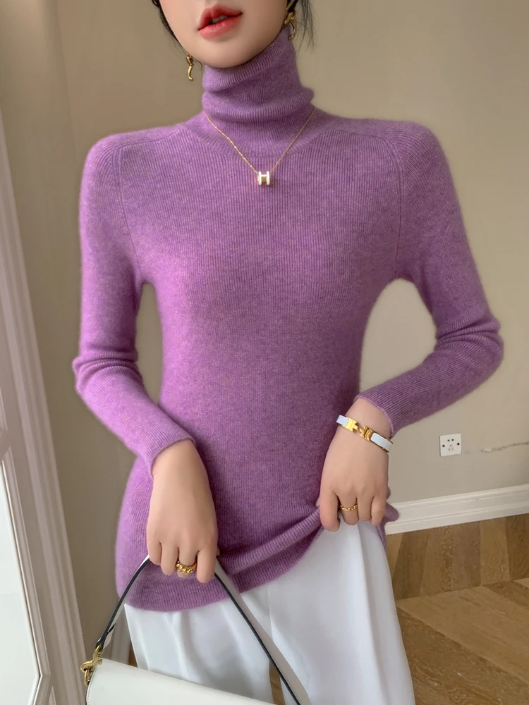 

High Quality Women 100% Cashmere Pullover Autumn Winter Turtleneck Basic Slim Cashmere Sweater Soft Warm Long Sleeve Clothing