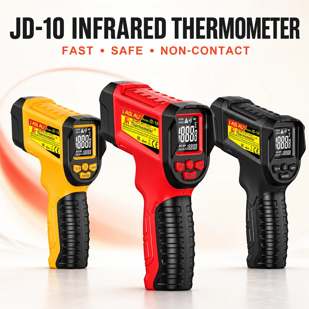 Infrared Home Thermometer Non Contact Surface Temperature Meter Fast Reading Adjustable Emissivity Backlit Display Kitchen Tools