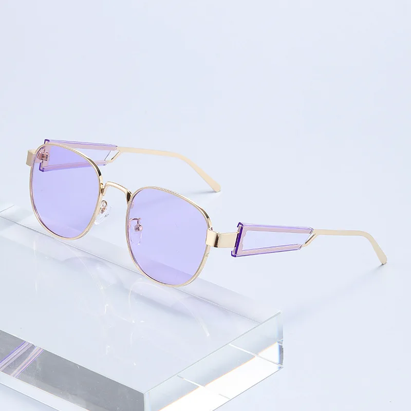 نظارات شمسية بيضاوية كلاسيكية جديدة - نظارات شمسية عصرية بإطار دائري صغير أسود لكل من الرجال والنساء 2424 #4