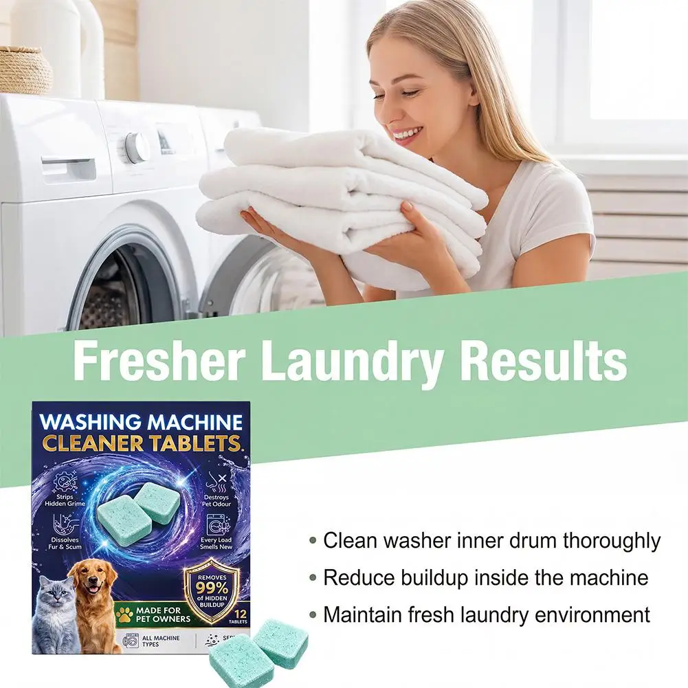 Washing Machine Cleaner Effectively Removes Stubborn Pet Hair Lint and Odors From the Laundry Room