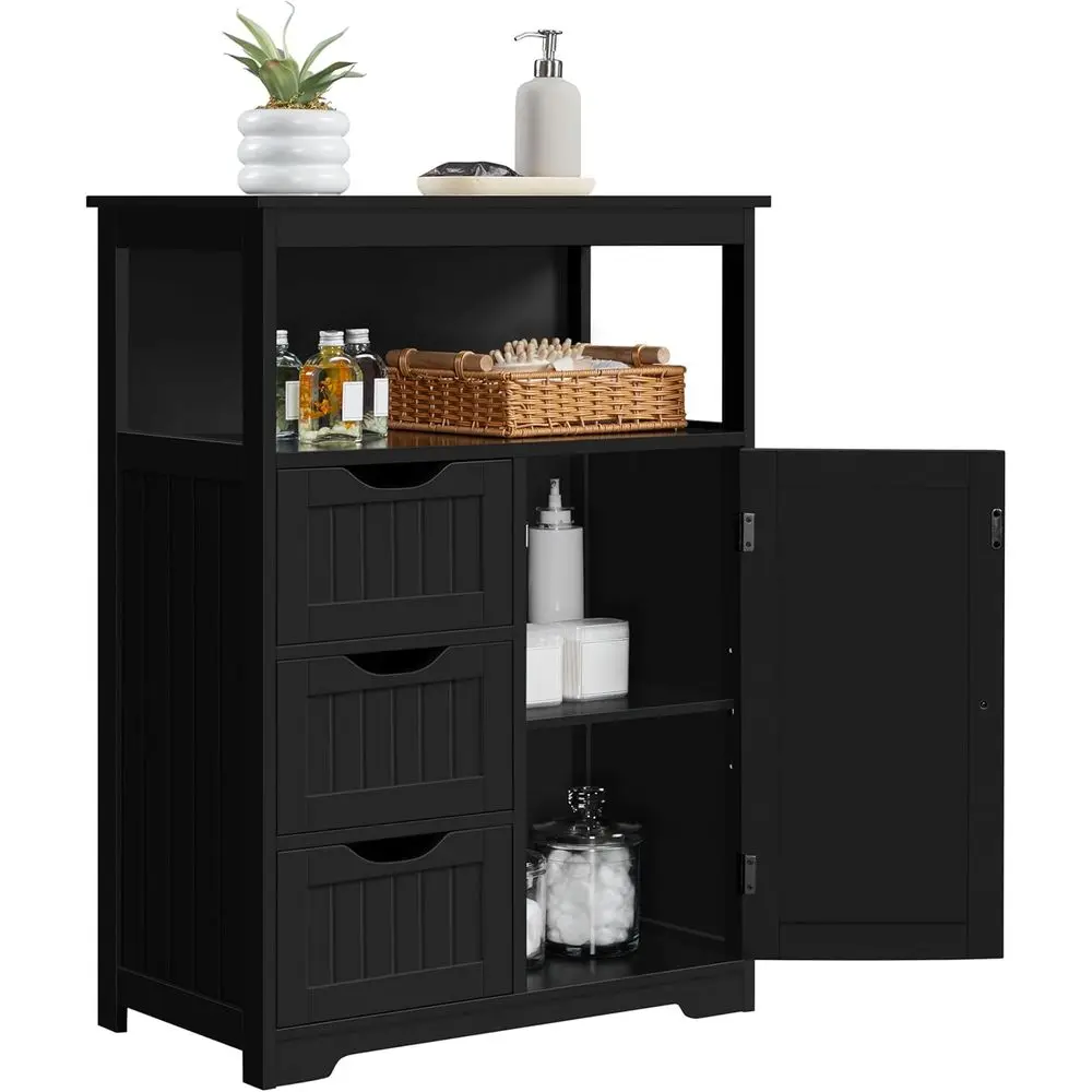 

Freestanding Bathroom Storage Cabinet with 3 Shelves, Adjustable, 35.5 H, Black