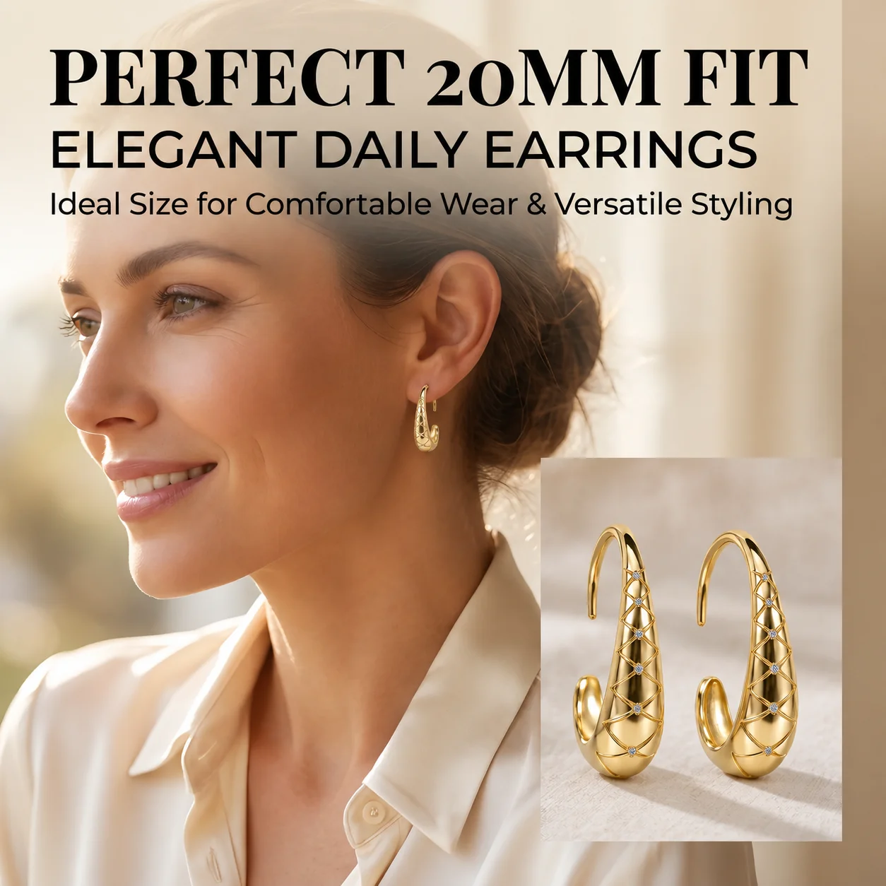 Moonmory Minimalistische Luxus-Ohrringe mit einzigartigem Birnen-X-Streifen-Design für Damen, 5A Messing, Zirkon, 14k Doppel-Goldplattierung, Geschenk-Ohrringe – Detail 1