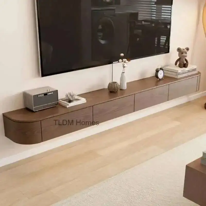 Modern Solid Wood Suspended TV Cabinet Household Small Apartment Living Room TV Stands Furniture Simple Hanging Storage Cabinet