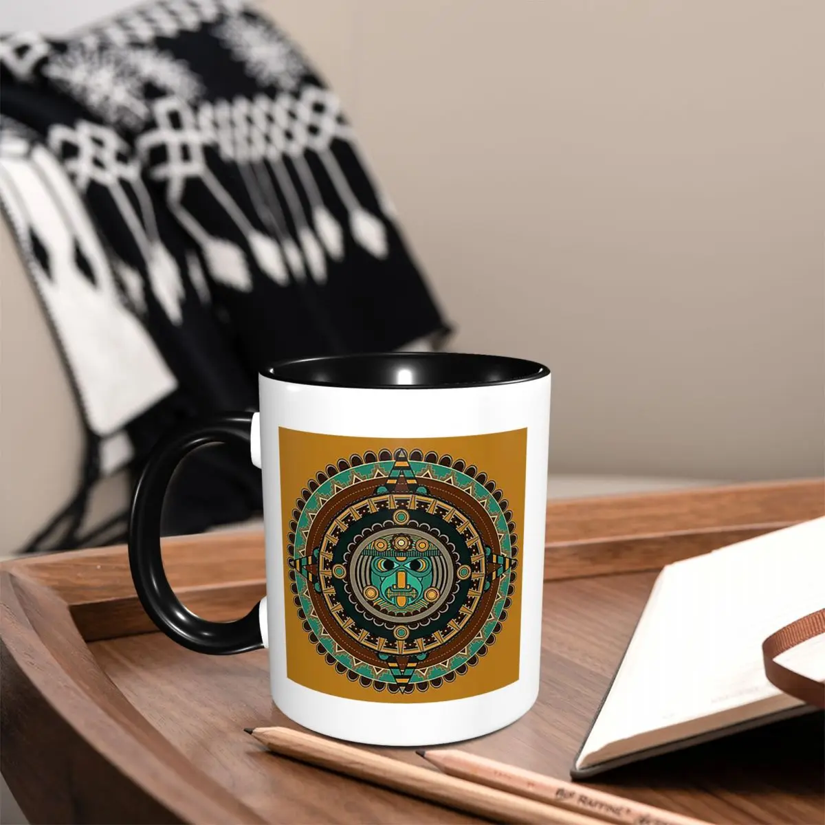 Aztec Calendar Mug Funny Ceramic Coffee Cups Tea Mugs Milk Cup Drinkware Gifts for Friends