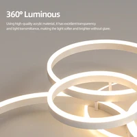 Modern Dimmable LED Chandelier Ceiling Light Circle Ring Fixture Black/White/Golden Finish for Salon Lighting Ceiling Lamp 6