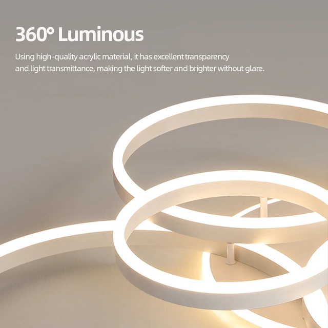Modern Dimmable LED Chandelier Ceiling Light Circle Ring Fixture Black/White/Golden Finish for Salon Lighting Ceiling Lamp 6 Modern Dimmable LED Chandelier Ceiling Light Circle Ring Fixture Black/White/Golden Finish for Salon Lighting Ceiling Lamp 6