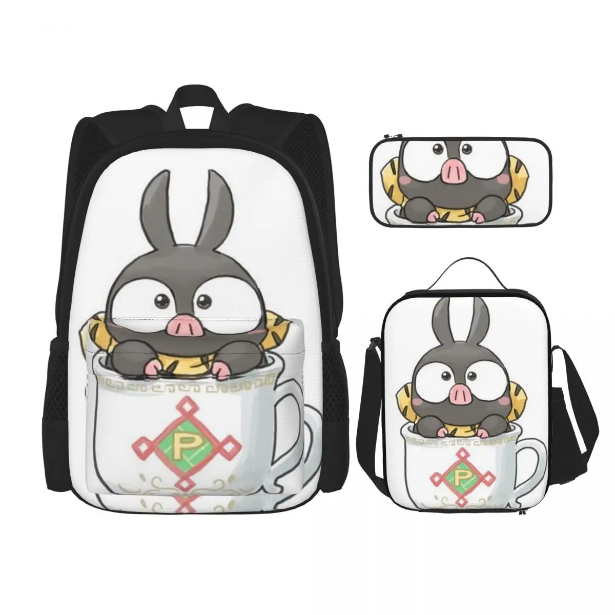 

Ranma 1/2 Saotome Pig Girls P Chan Backpacks Boys Girls Bookbag Students School Bags Rucksack Lunch Bag Pen Bag Three-Piece Set
