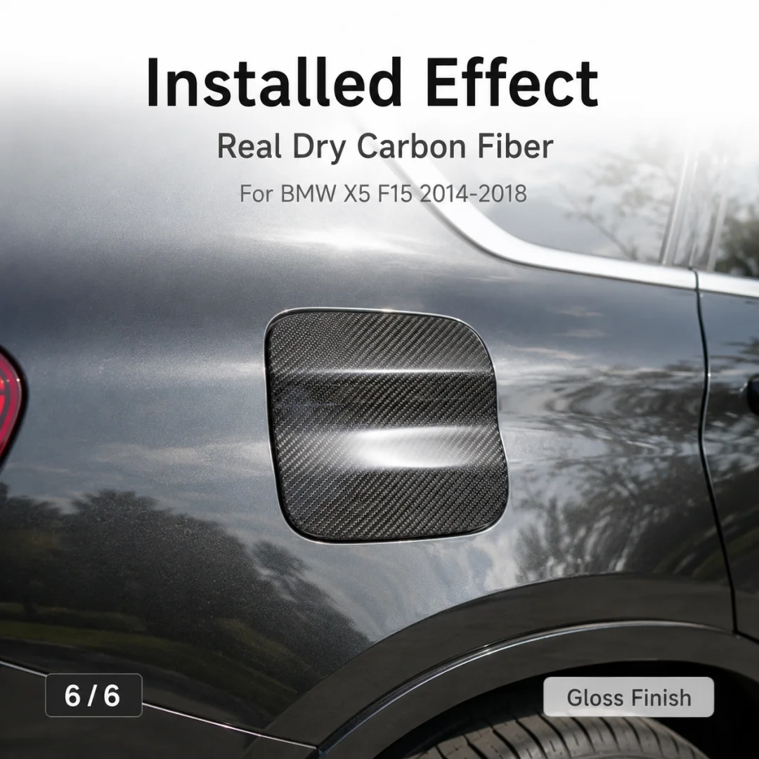 Genuine dry carbon fiber fuel tank cap sticker suitable for BMW X5 F15 2014-2018 dry carbon fuel tank cap cover. view 5