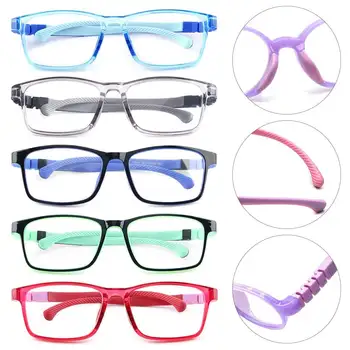 Barn Pojkar Flickor Ögonskydd Dator Bekväma Glasögon Barnglasögon Ultralätta Bågar Silikon 10 best sales Kids glasses frame - №6