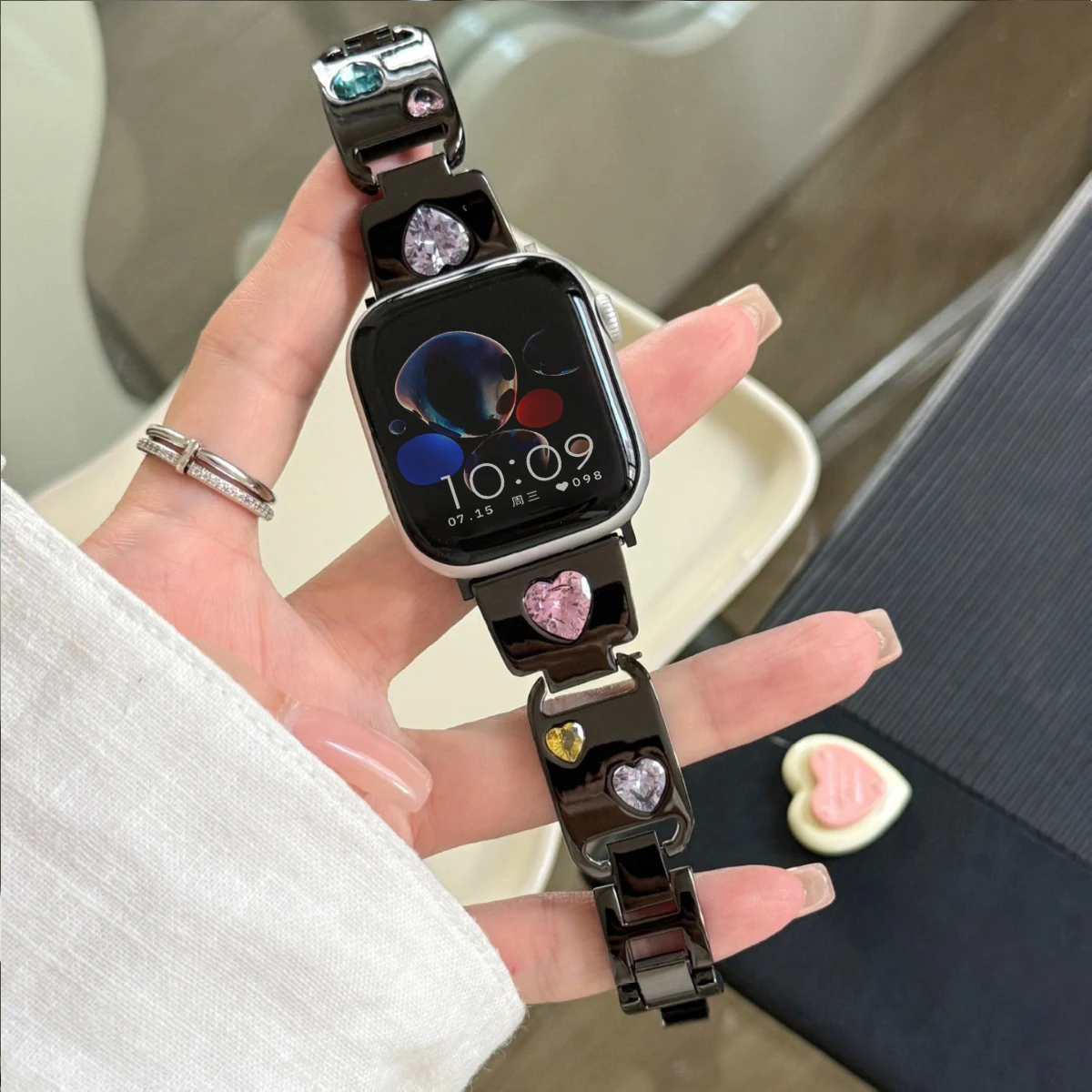 الحب القلب ستار اللؤلؤ الفولاذ المقاوم للصدأ حزام ل أبل ساعة S11 10 46 مللي متر 42 مللي متر ساعة معدنية Baracelet ل S9 8 7 45/44 مللي متر الترا 49 مللي متر #6