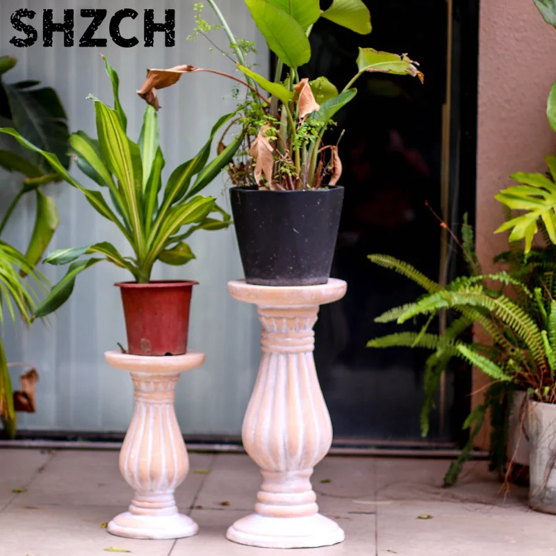 Roman Column Pedestal Plant Stand Outdoor Garden FlowerPot Holder  Patio Landscape Decorative Stool Modern Tall Planter Base