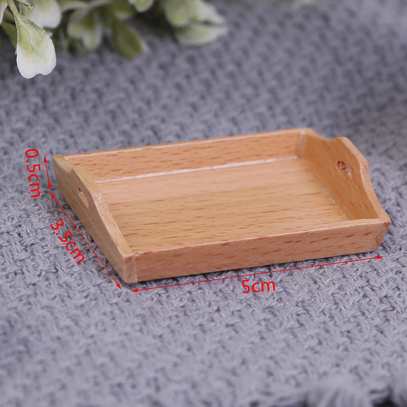 1/12 Dollhouse Miniature Wooden Plate Simulation Tray Model for Doll House Decor