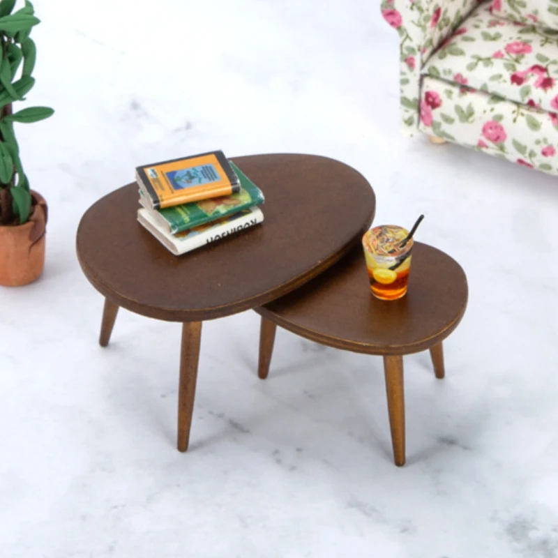 Dollhouse Triangle Coffee Table Tea Table Computer Desk 1:12 Miniature Scene Mini Furniture Model Home Decor Doll Accessories