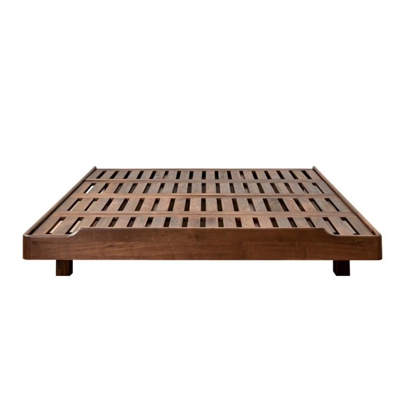 

Black walnut bedless bed suspended bed tatami bed simple short bed small apartment full solid wood bed