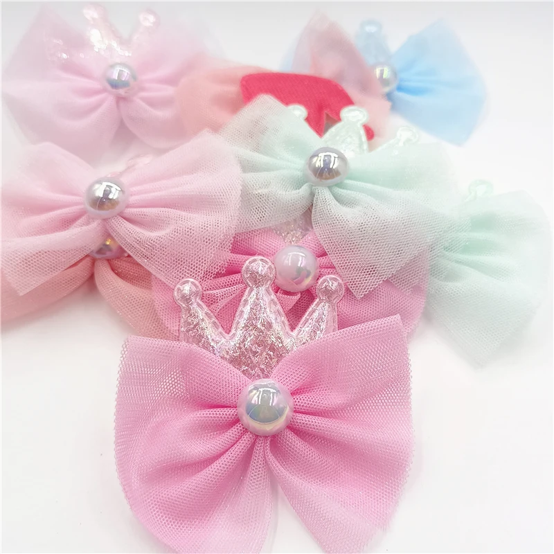 7 pz 8.5x8CM fiore Bowknot imbottito Applique per fai da te bambino Clip di capelli cappello artigianato patch Decor ornamento accessori di