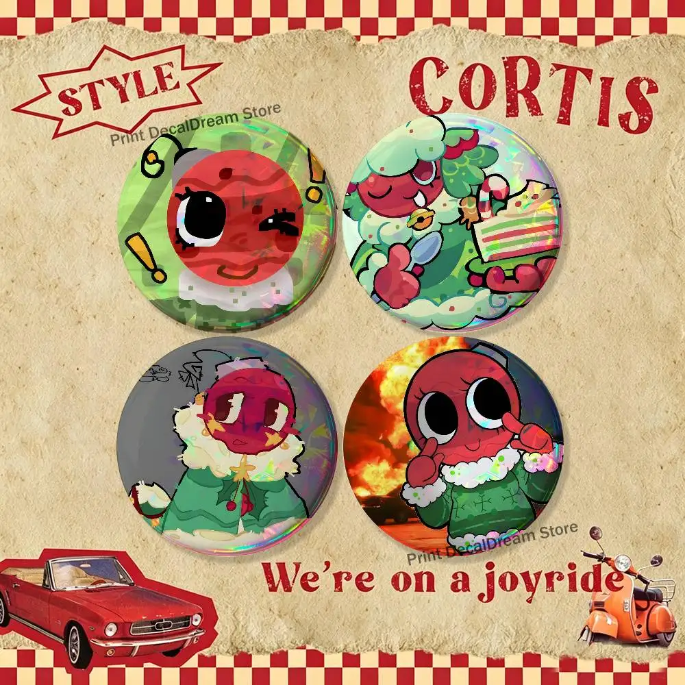 

B-Bobette D-Dandys Brooches for Backpack Accessories 32mm Round Enamel Pins 4-piece set Cartoon Anime Badge