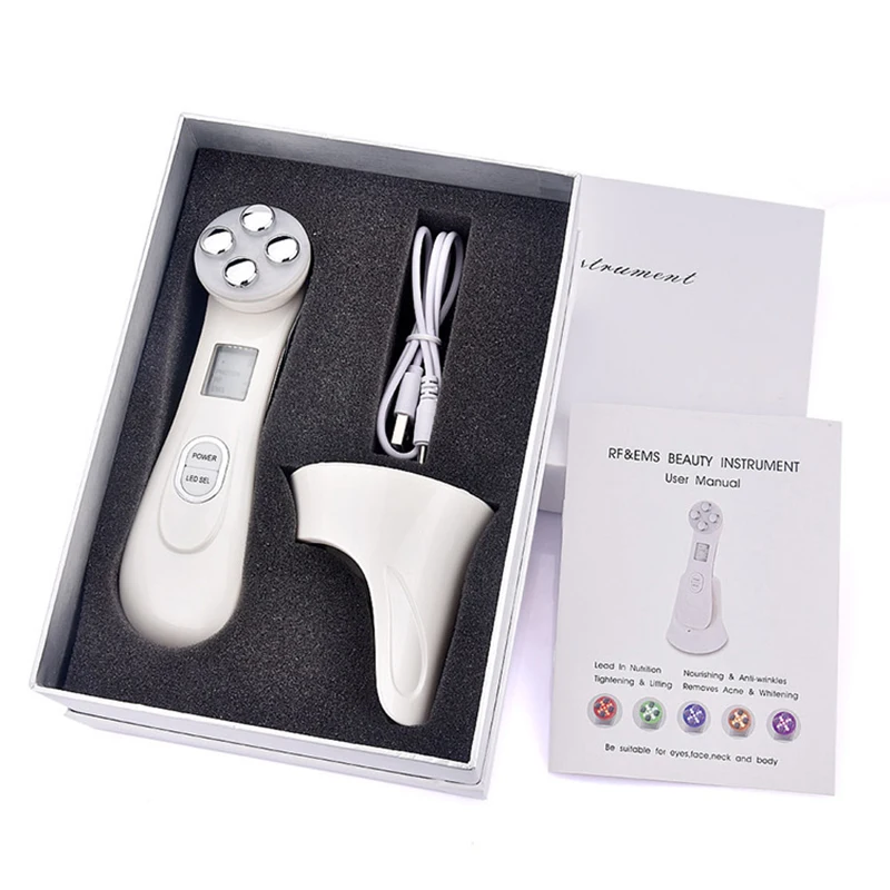 Gezichts Mesotherapie Elektroporatie Rf Radiofrequentie Led Foton Face Lifting Strakker Rimpelverwijdering Huidverzorging Gezichtsmassageapparaat