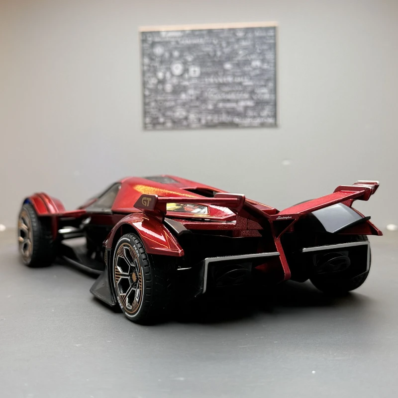 シミュレーション 1:24 ランボルギーニ V12 スポーツカーモデル サウンド＆ライト プルバック式 子供のおもちゃ 車両 ギフト コレクション ミニチュア車