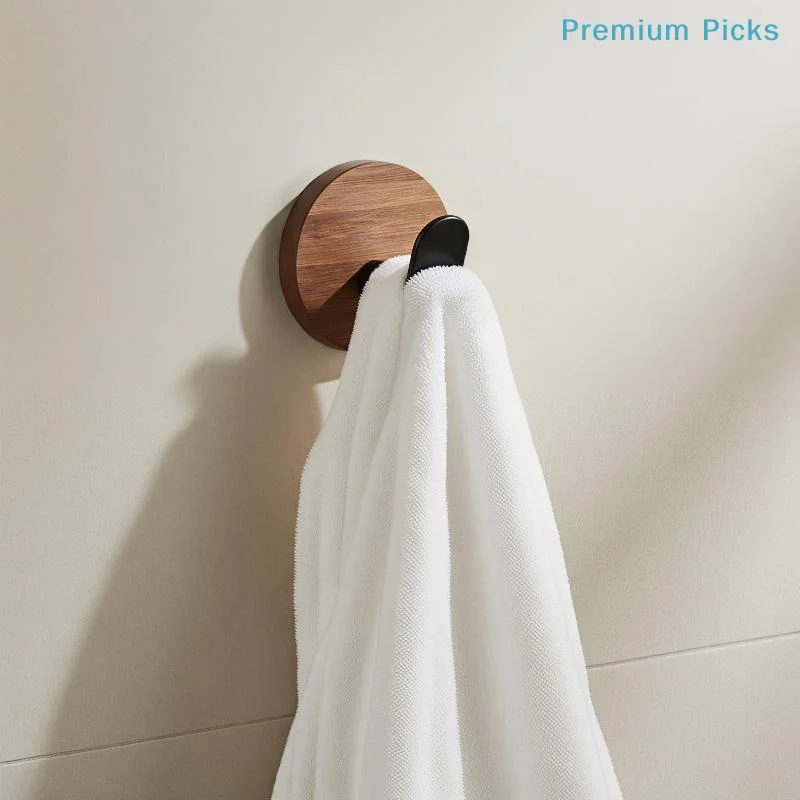 portableSelf-Adhesive Modern Natural Wood Wall Hooks Easy Paste Durable Coat Hangers for Robe Key Bag Home Decoration