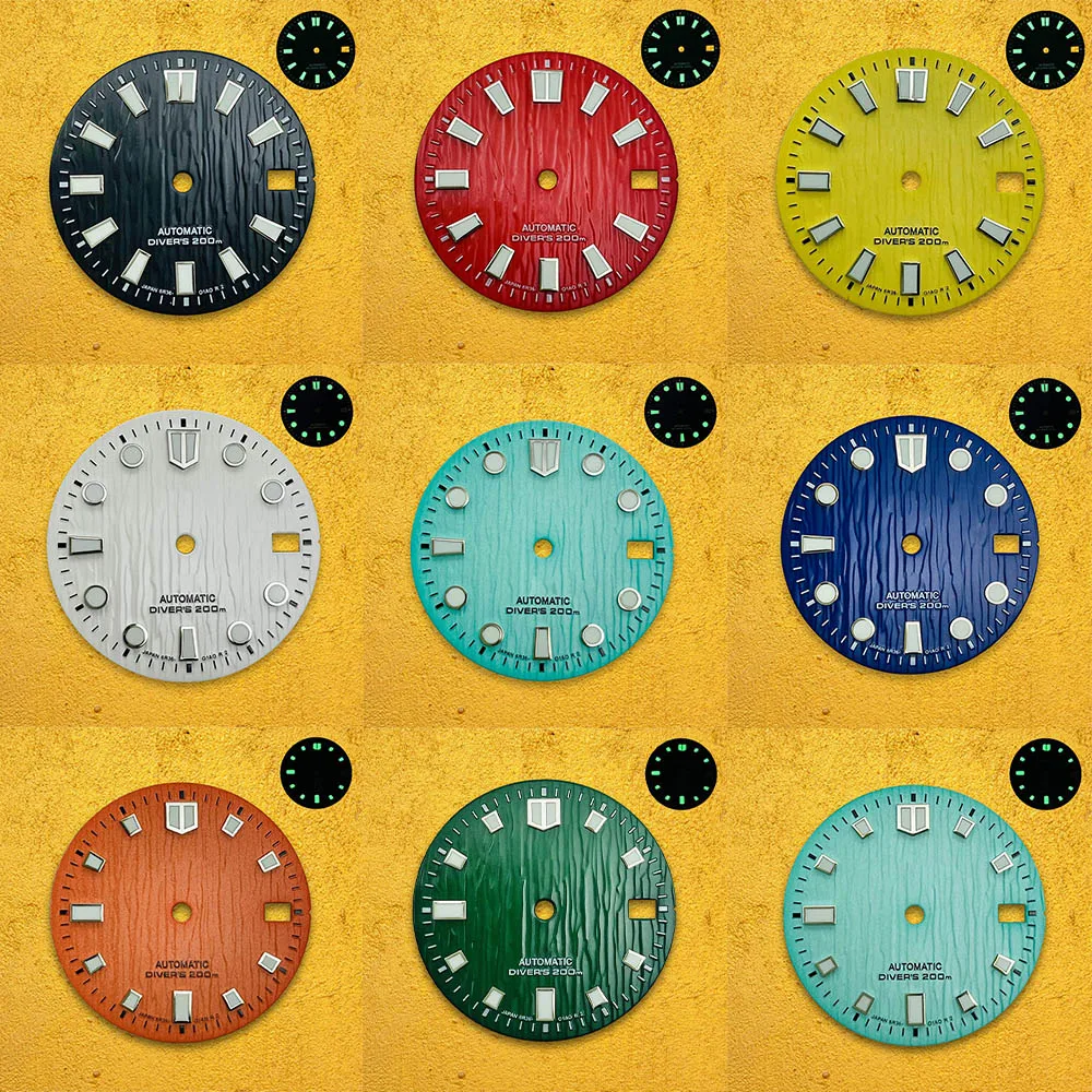 

28.5mm S Logo Glacier Dial Fit NH35/NH36/4R Automatic Movement Round nail Square nail spike Watch Modification Accessories