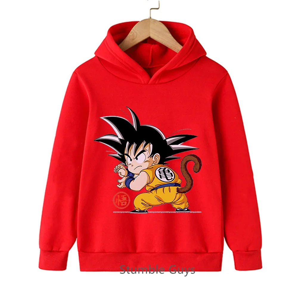 Dragon Ball Kid Goku Kampfkunst-Print Hoodie Kinder Jungen Mädchen Pullover Kapuzenpullover Anime Kinder Streetwear Oberteile – Detail 17