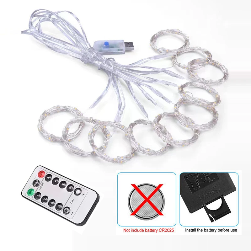 Imagem -05 - Cortina Guirlanda Led String Lights Decoração Festival Luzes de Natal Controle Remoto Usb Feriado Casamento Fairy Lights Modos