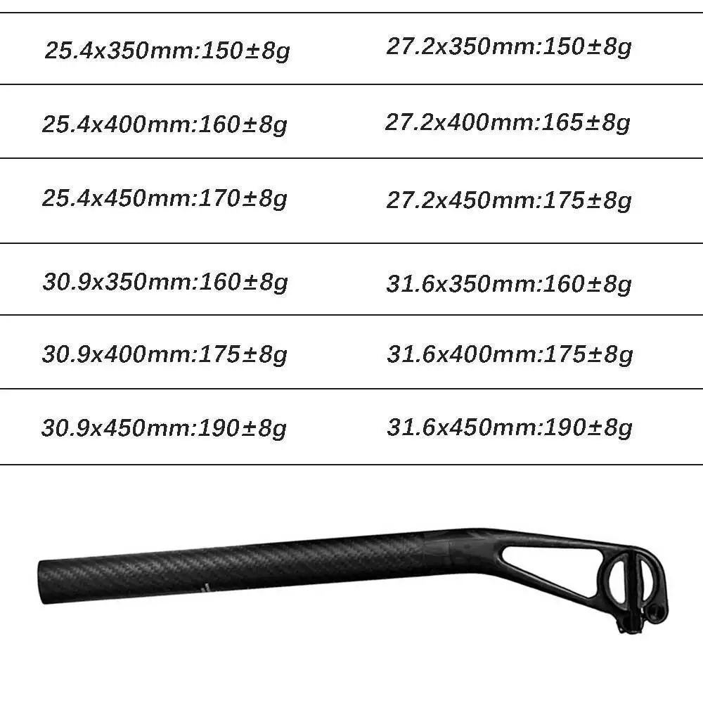 elitaone Master Series Carbon Seat post Setback 25mm MTB/Road Bike Seatposts 350-450mm Suitable for carbon rails 7x9mm Saddle