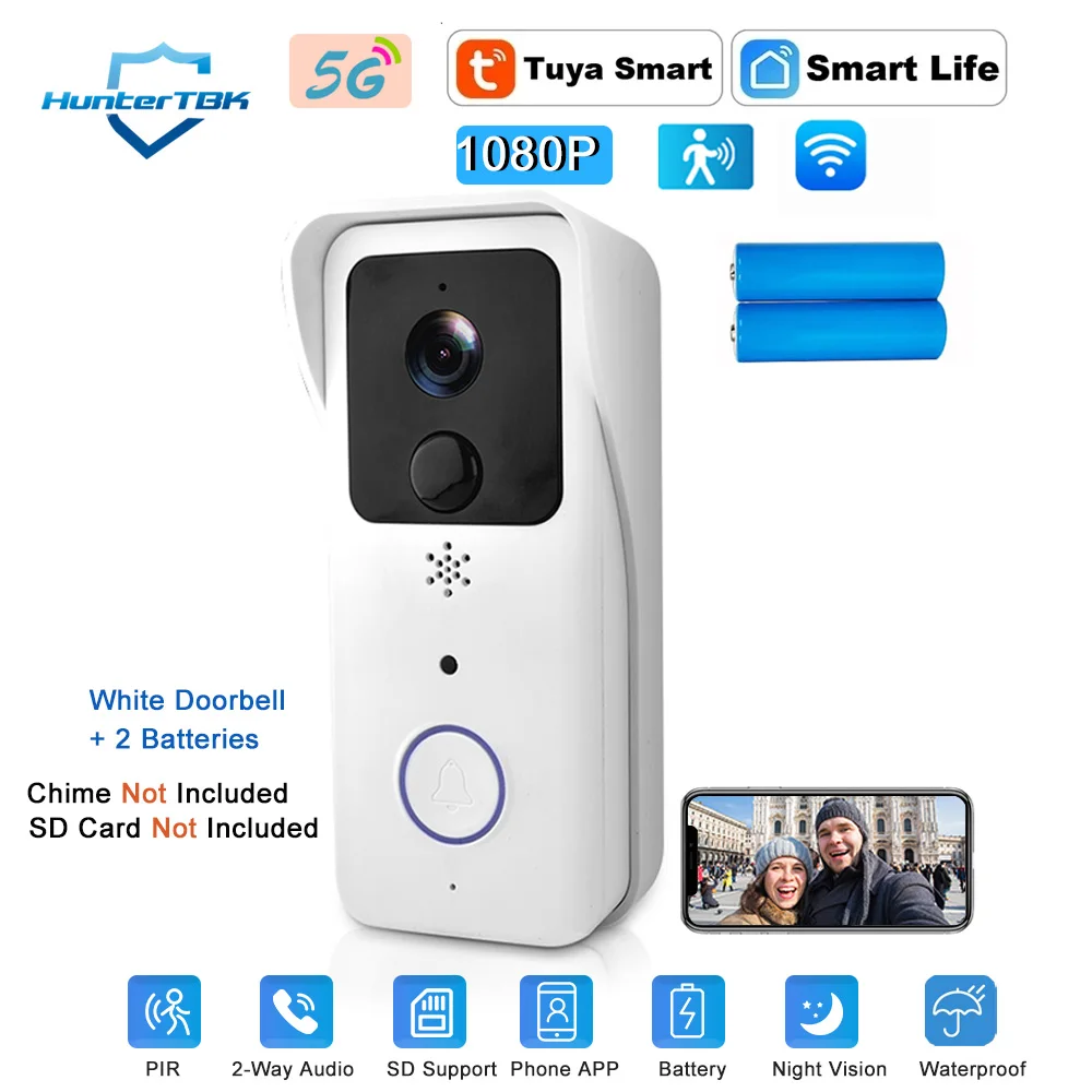 5G 2.4G WiFi Video Deurbel 1080P Tuya Smart Outdoor Draadloze Intercom Waterdichte Draadloze Camera Bellen Bel