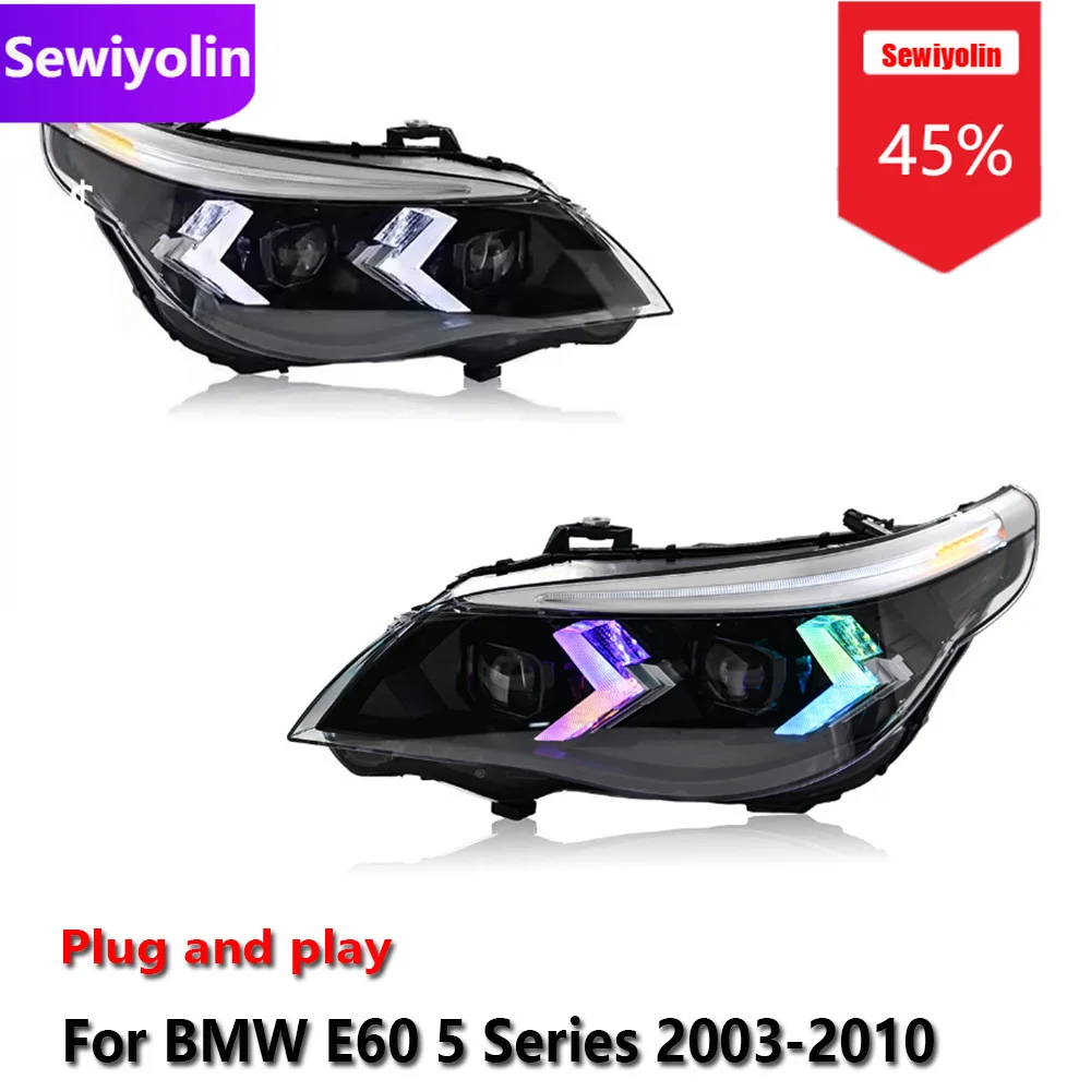 

Автомобильные светодиодные задние фонари DRL RGB в сборе для BMW E60 5 серии 2003-2010, авто противотуманные фары DRL, стоп-сигналы поворота Plug and Play