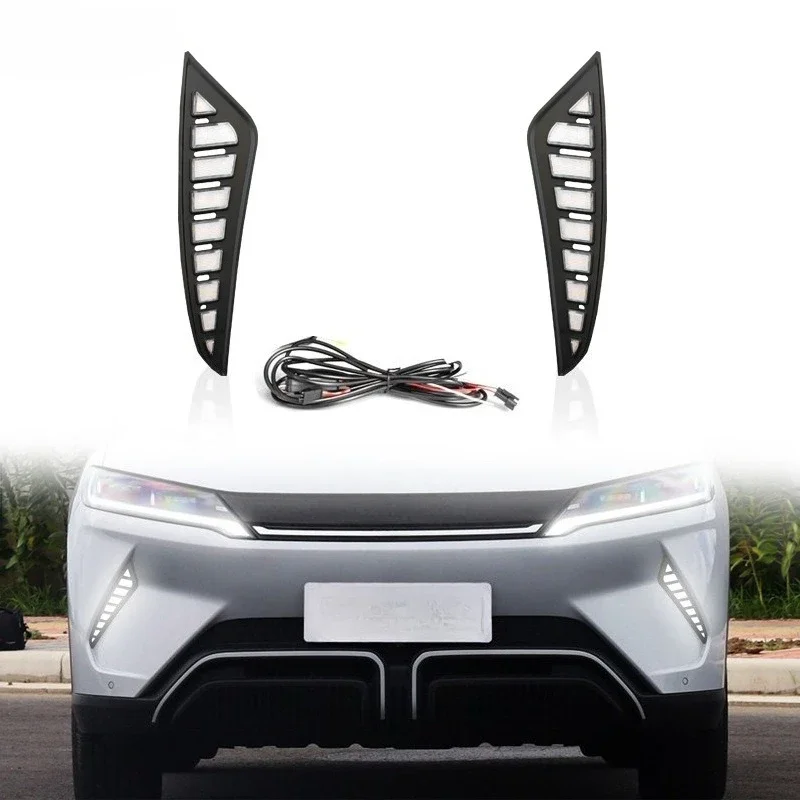 

For BYD ATTO 2 2024 2025 Car LED Daytime Running Lights Front Bumper Fog Lamp DRL Yellow Dynamic Turn Signal 12V Daylights