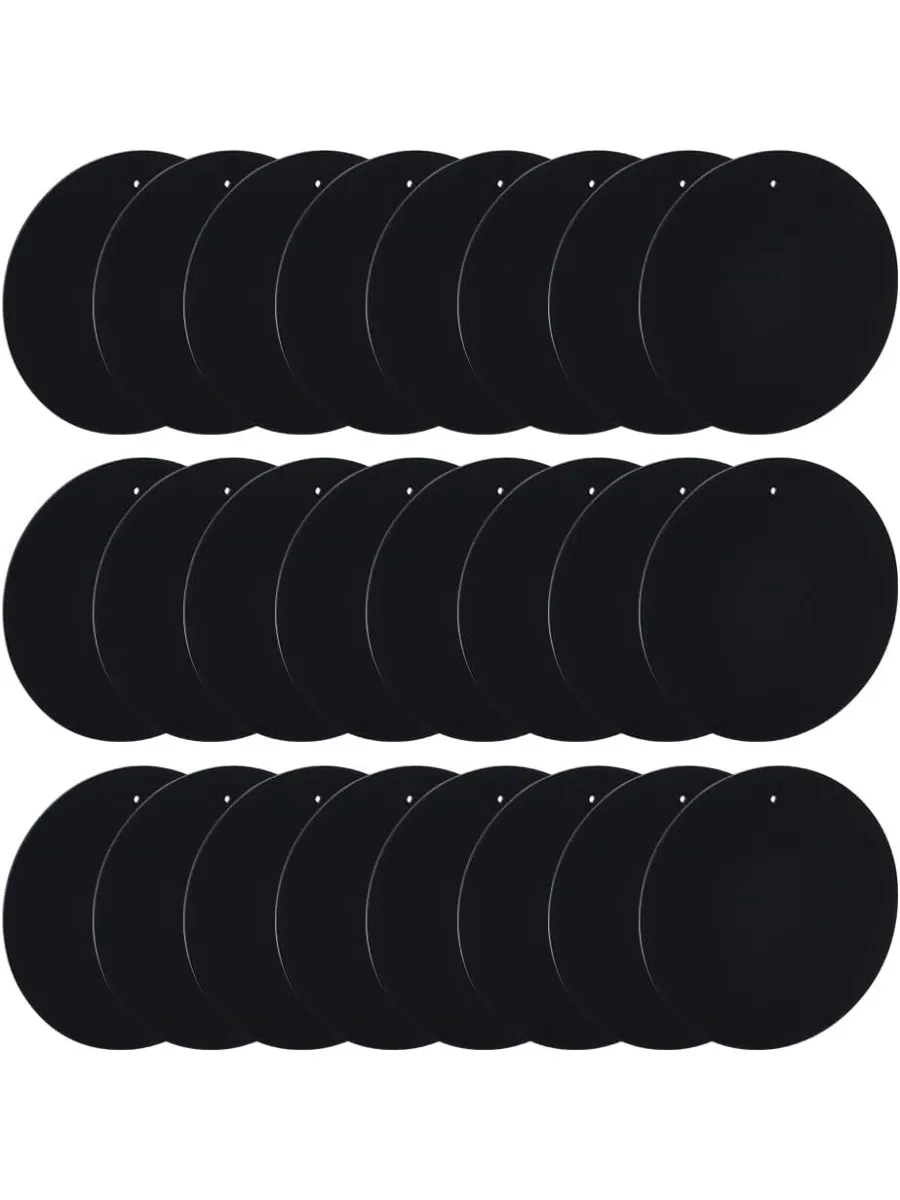 24 PCS Black Acrylic Circle Sheet with Hanging Holes 4