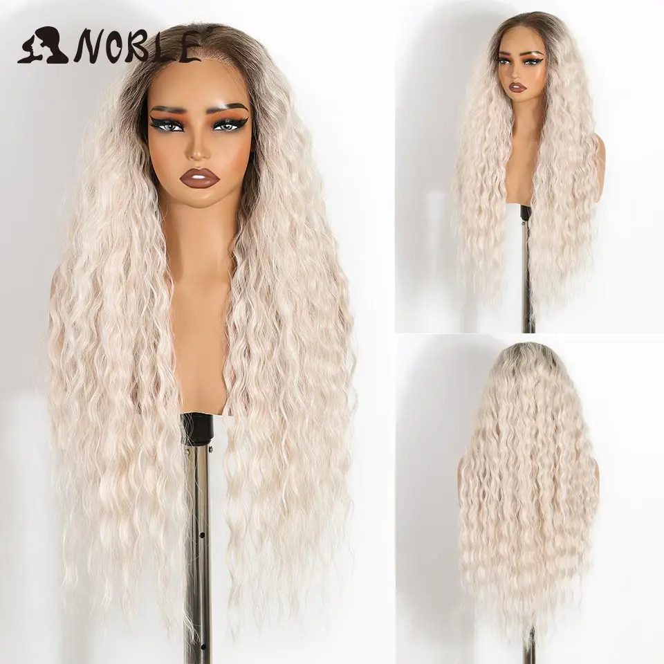 Ombre-Braun mit Highlights, lockige Perücke mit Spitze vorne, 6x4, vorgezupft, vorgekämmt, sofort tragbar, ohne Klebstoff, für schwarze Frauen, hitzebeständige Faser. – Detail 10