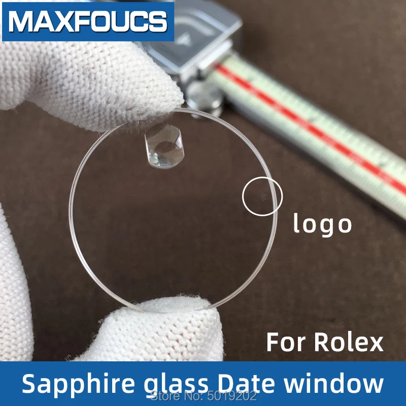 Sapphire Crytal Glass 30.4*29.5*1.8mm  With Date Window With Logo