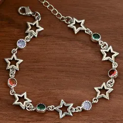 New Arrival Elegant Colorful Crystal Star Thai Silver Ladies Jewelry Sets For Women Necklace Bracelet New Year Gifts