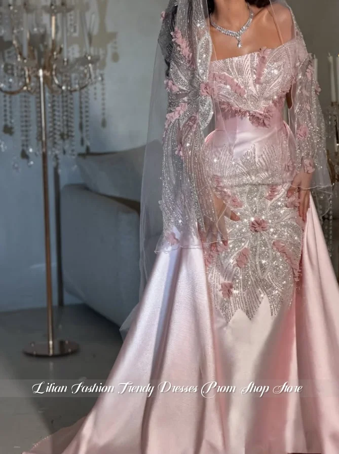 Pink Off-Shoulder Fairy-Tale Arabian Wedding Dress Customized Middle Eastern Henna Bridal Gown Engagement Dress 2026