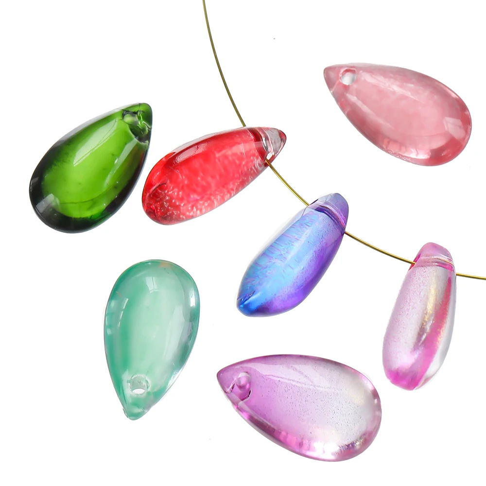 10pcs 8*14mm Water Drop Shaped Glass Pendants Czech Loose Spacer Beads For DIY Crafts Necklace Bracelet Charm Jewelry Making