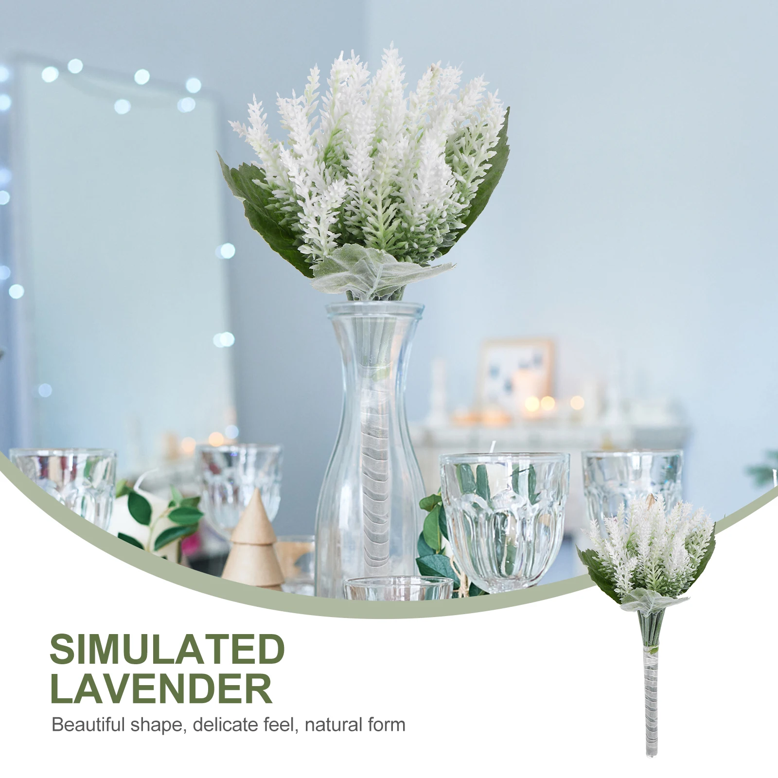 

1pc Simulation Lavender Bouquet Premium Artificial Flower Decor For Wedding Bridal Bouquet Home Office Decoration Photography