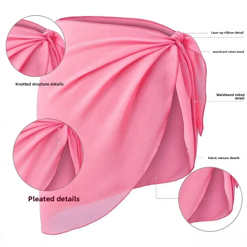 Women Chiffon Beach Wrap Skirt Tie Side Sarong Cover Up Sheer Pareo for Swimwear Pool Holiday Beachwear