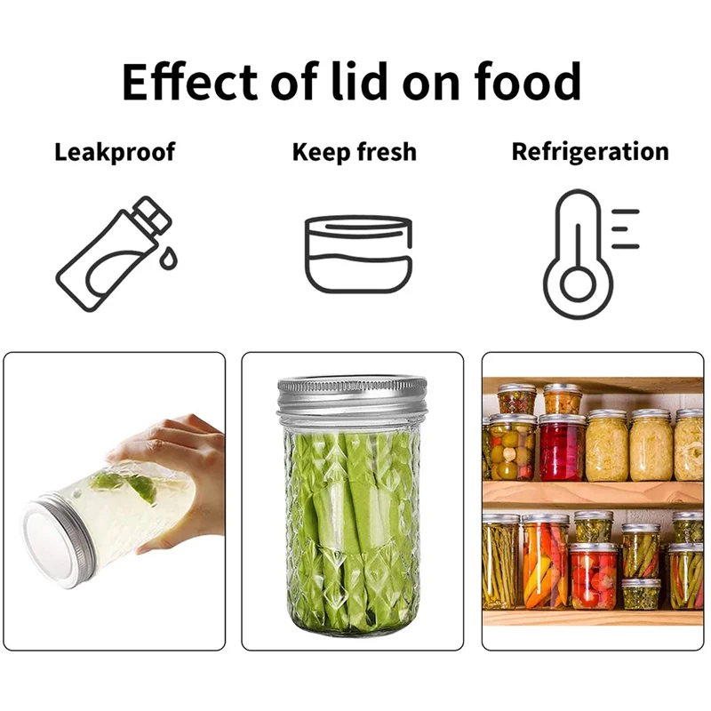 A008 Mason Jar ฝาปิดและแหวนสําหรับ Ball Canning Jars ปากกว้าง,แยกประเภทฝาปิด Leak PROOF, reusable Canning Jar ฝาปิดหมวก