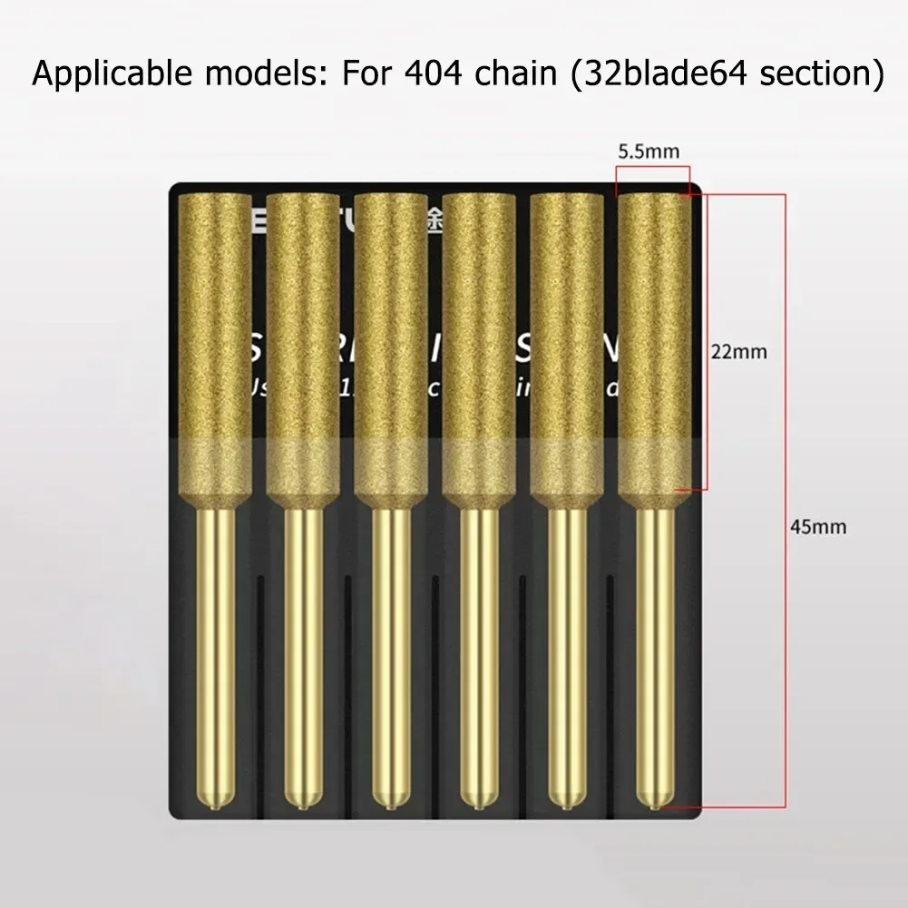 6 pezzi affilatrice per motoseghe diamantate 4/4.8/5.5mm sega a catena affilatrice mola smerigliatrice elettrica trapano rettifica utensili abrasivi