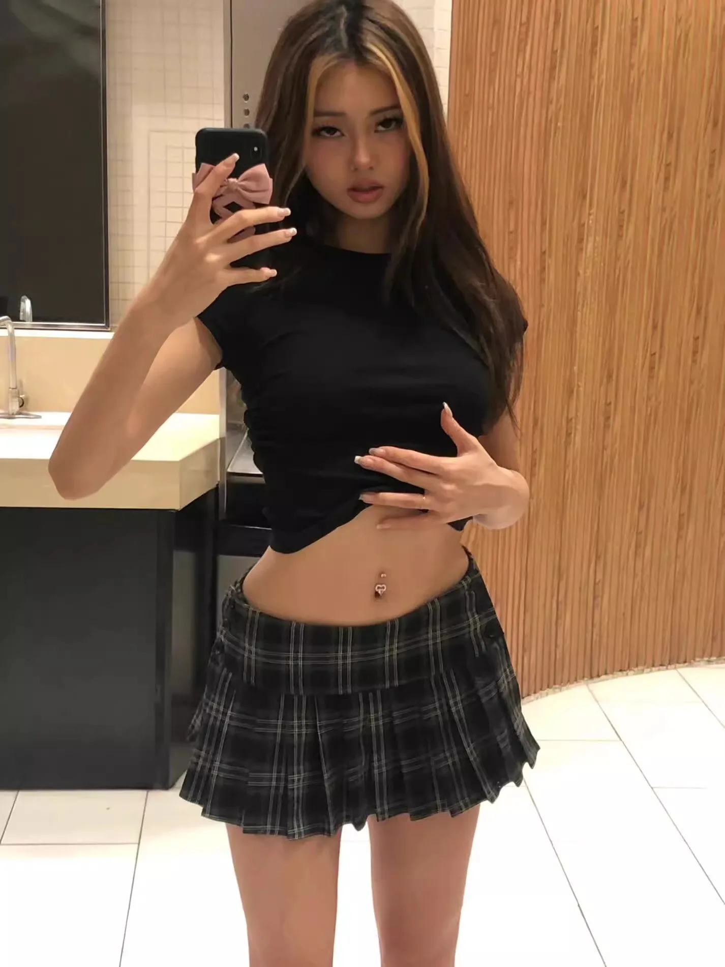 

American Retro Plaid Skirt Women's 2025 New Summer Low Waist Outerwear A-Line Slimming Skirts Commute High Waist