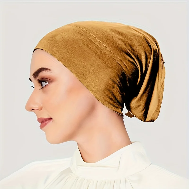 Simple Monochrome Turban Undercap Casual Versatile Elastic Modal Hijab Cap Outdoor Breathable Inner Hijabs Cap