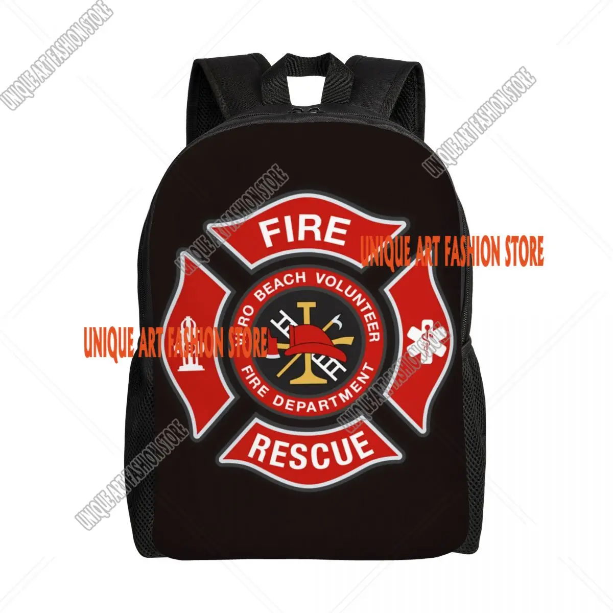 3D Print Fire Rescue Firefighter Backpacks for Boys Girls College School Travel Bags Women Men Bookbag Fits 15 Inch Laptop