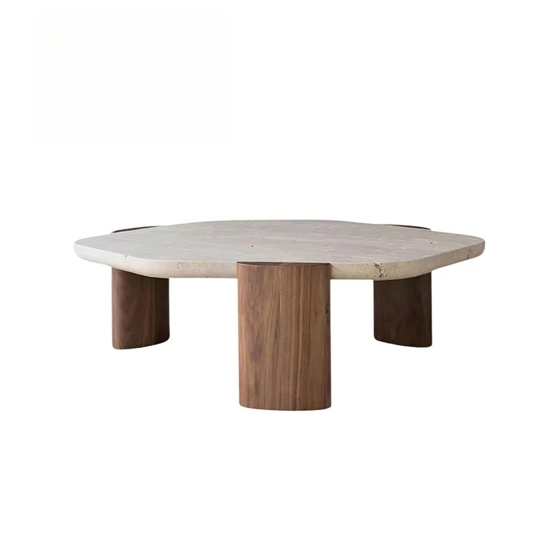 

Wind walnut legs round coffee table living room luxury central table wooden low table