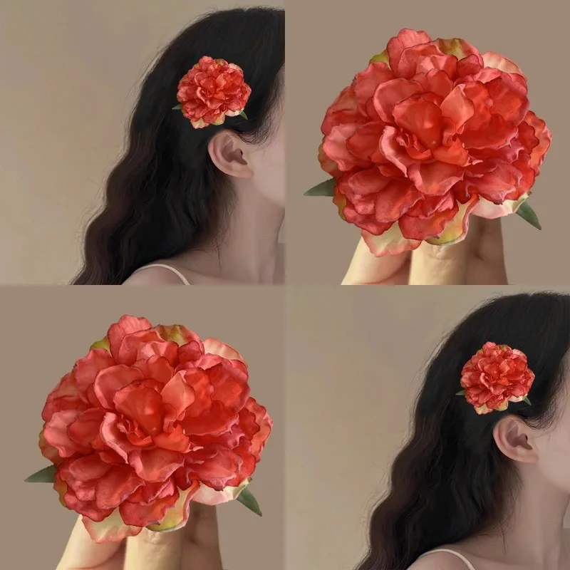 Blume antike Pfingstrose Blume Haarnadel Atmosphäre Clip Retro Pony Seitenaccessoires Haarnadel Foto Kopfbedeckung Haarschmuck