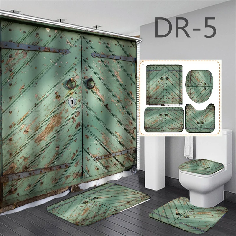 Wood Grain Pattern Waterproof Bath Curtain 3D Print Door Shower Curtain Polyester Fabric Bathroom Curtains For Bathing Cover