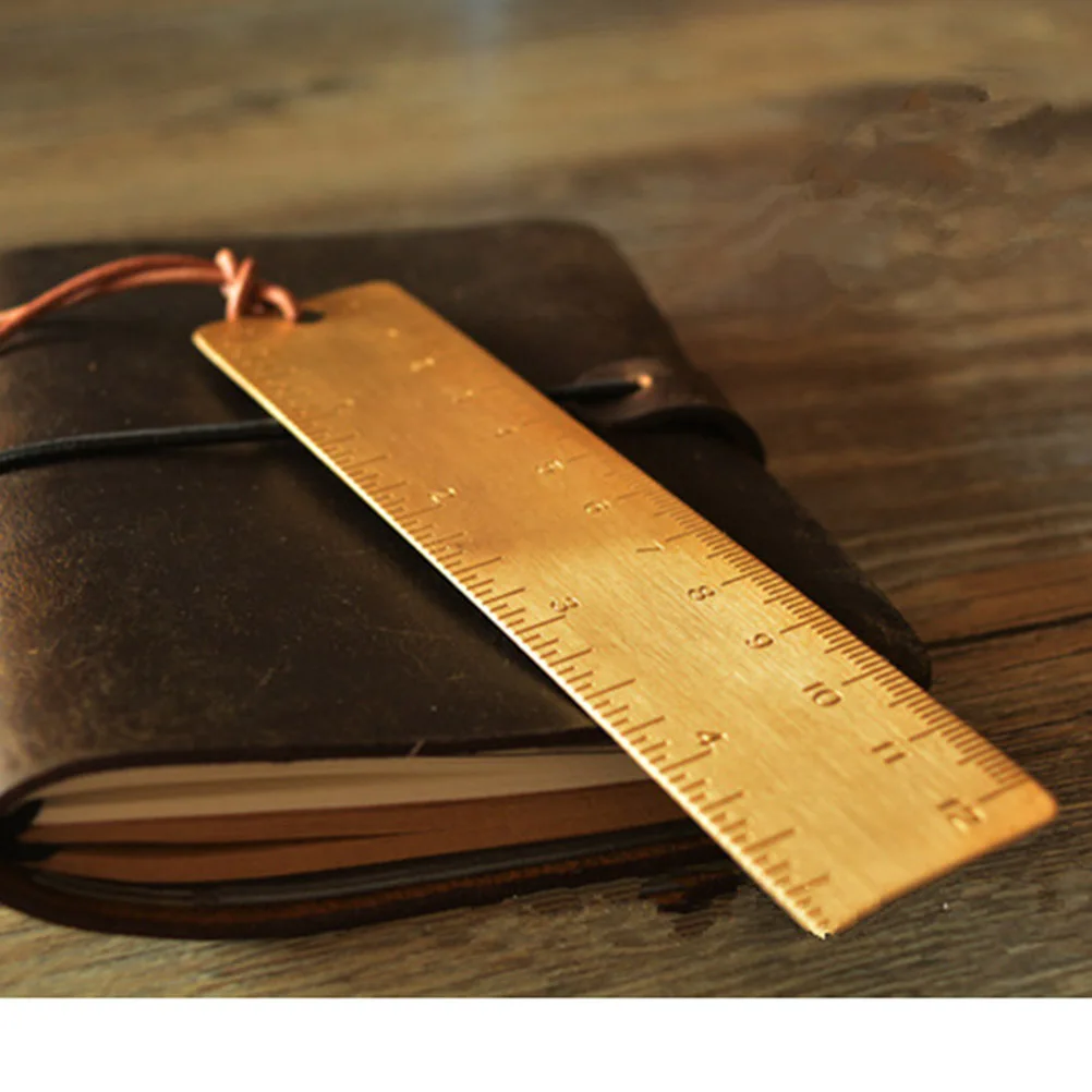 

1pc Retro Brass Ruler Handmade Premium Copper Engraved Mini Bookmark Gift Style Long Lasting Non-Fading Markings