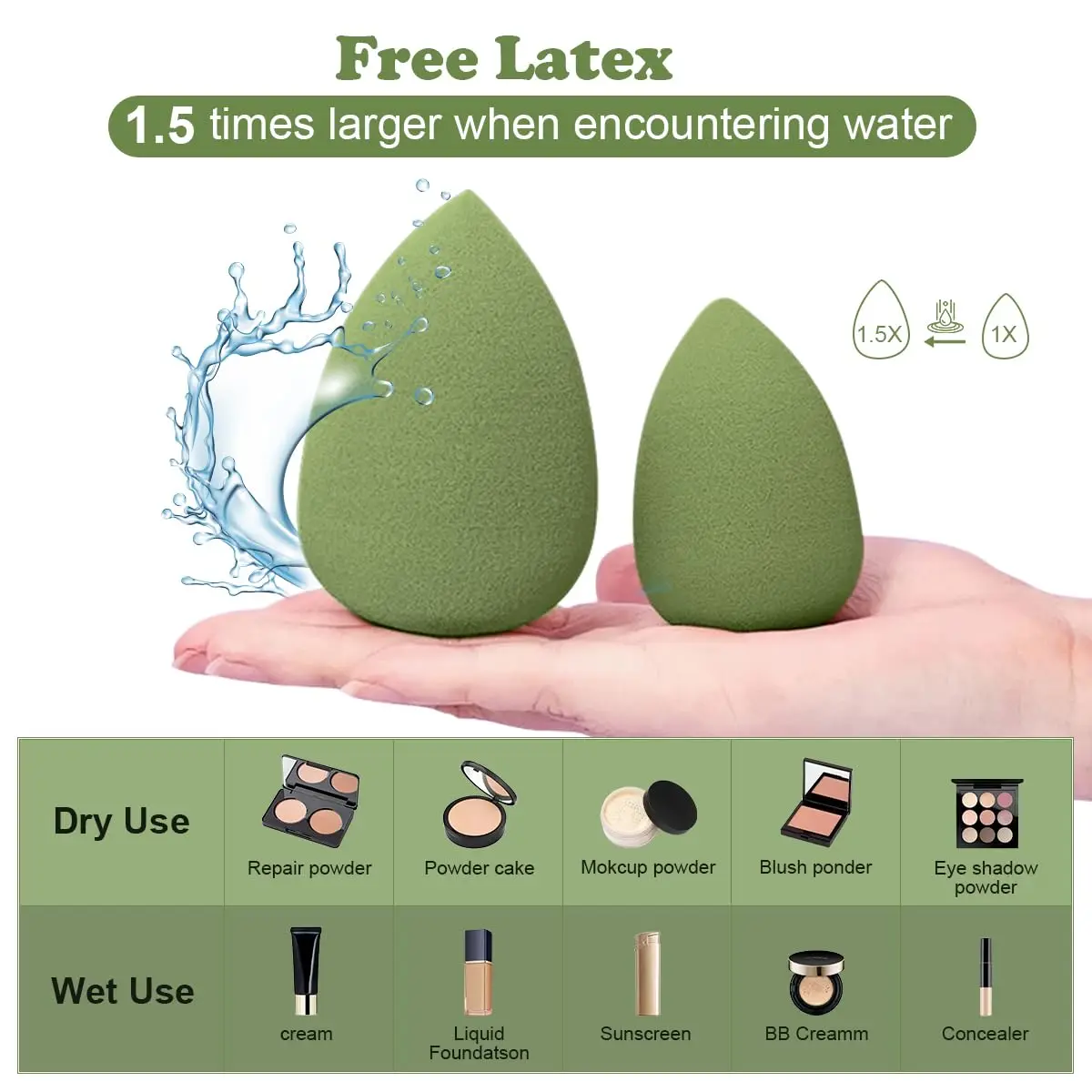 Ensemble d'éponges de maquillage mélangeur 11 pièces, mélangeur de maquillage d'éponge de beauté impeccable pour la série liquide multicolore