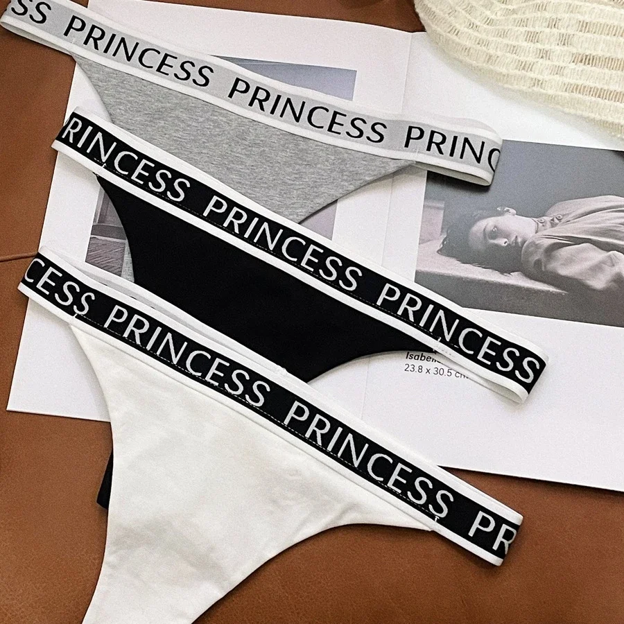 Tangas de algodón con cinturón de cintura con letras europeas, ropa interior Sexy sencilla sin costuras para mujer, calzoncillos Toga cómodos y transpirables de cintura baja